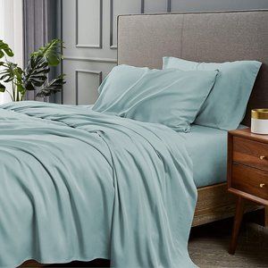 LIGHT TEAL - 4 Piece Bamboo Bed Sheet Set Deep Pockets - ALL SIZES